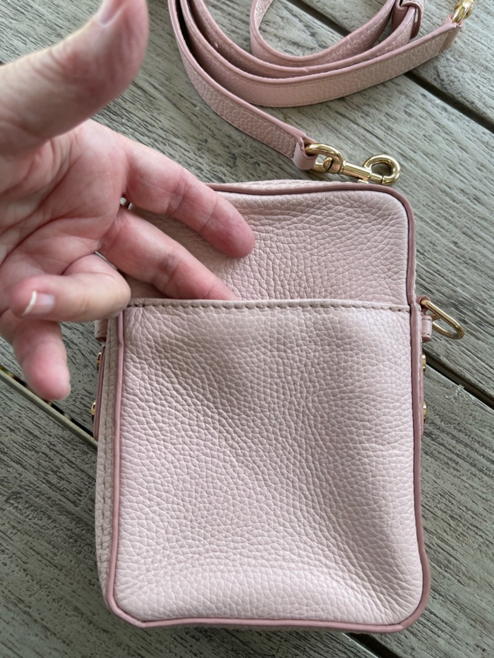 Marc Jacobs North South Pink Peach Whip Pebbled Leather Crossbody Mini Bag NWT - Picture 4 of 8